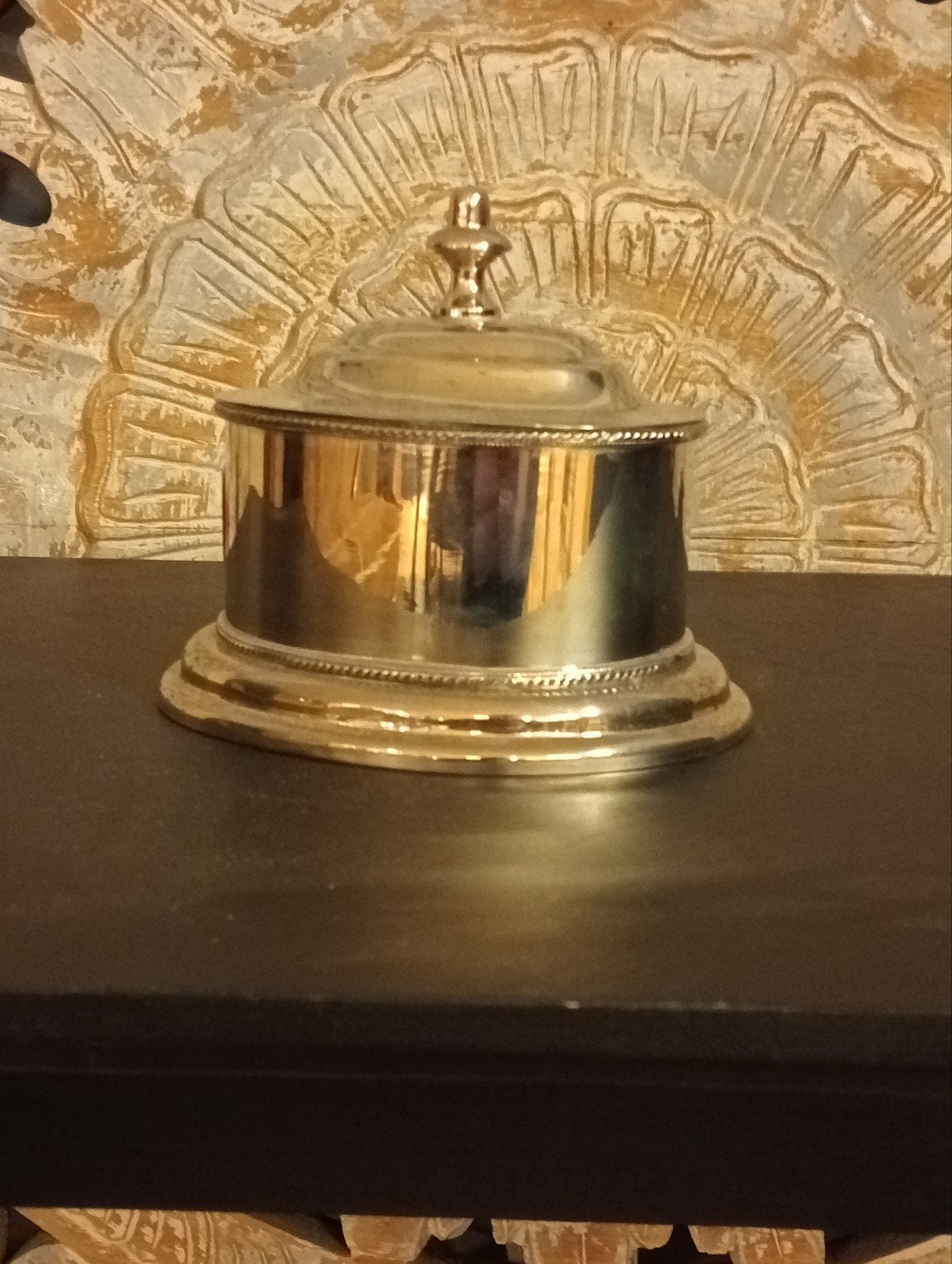 New baroque nikkelen blik met deksel €20, Antiek en Kunst, Ophalen