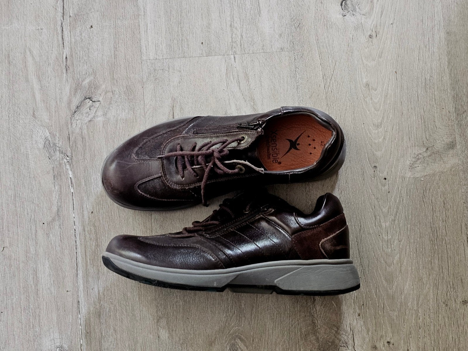 Comfortabele bruine veter en rits schoenen  Xsensible 42 H, Bruin, Xsensibles, Ophalen of Verzenden, Sneakers of Gympen