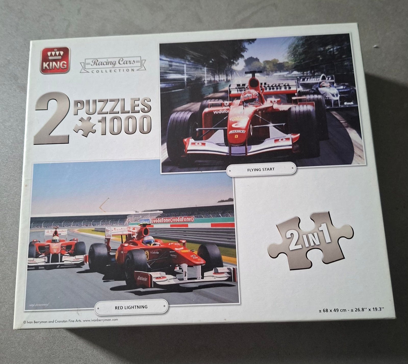King Racing Cars Collection 2x1000 stukjes Formule 1 puzzels, Ophalen of Verzenden, 500 t/m 1500 stukjes, Gebruikt, Legpuzzel