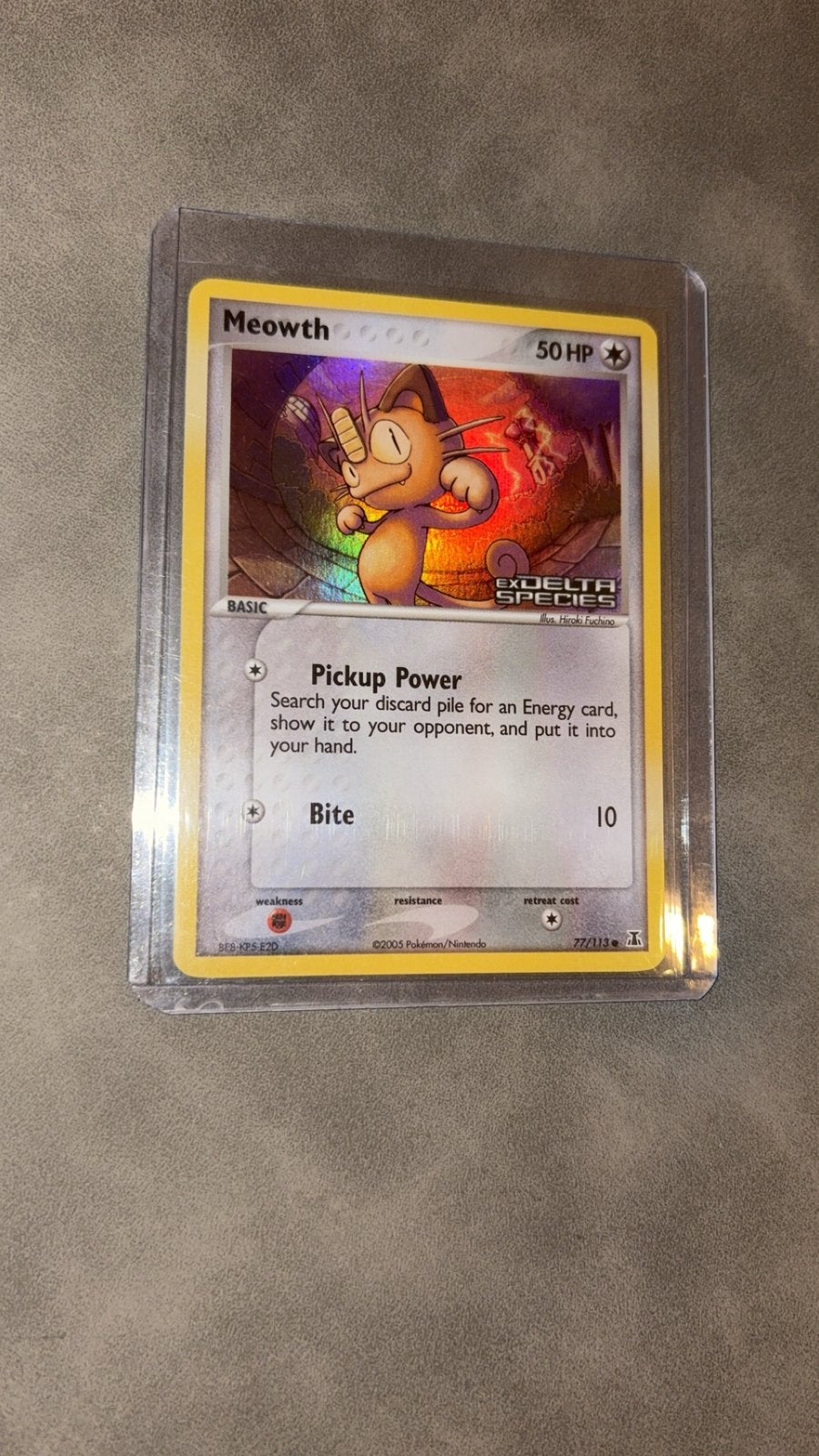 Meowth 77/113 delta species stamp holo reverse pokemok kaart, Ophalen of Verzenden, Zo goed als nieuw, Meerdere kaarten