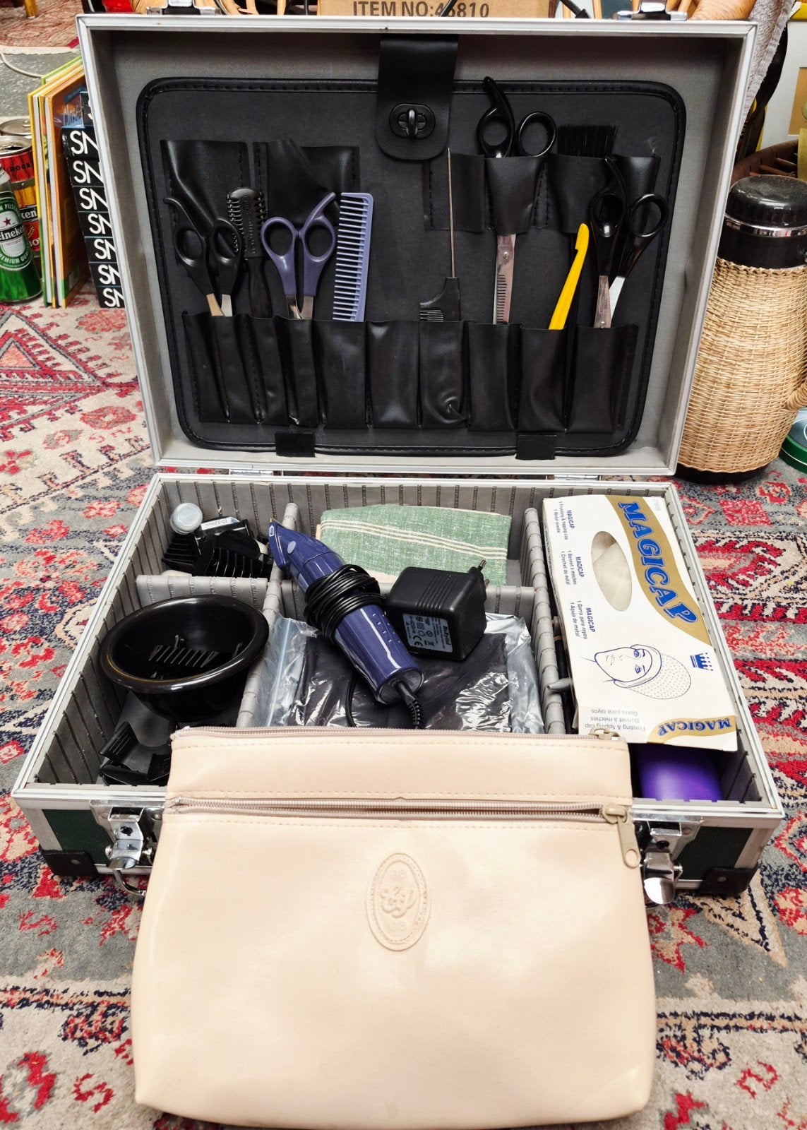 Kapperskoffer met accessoires, Ophalen, Zo goed als nieuw, Hardcase
