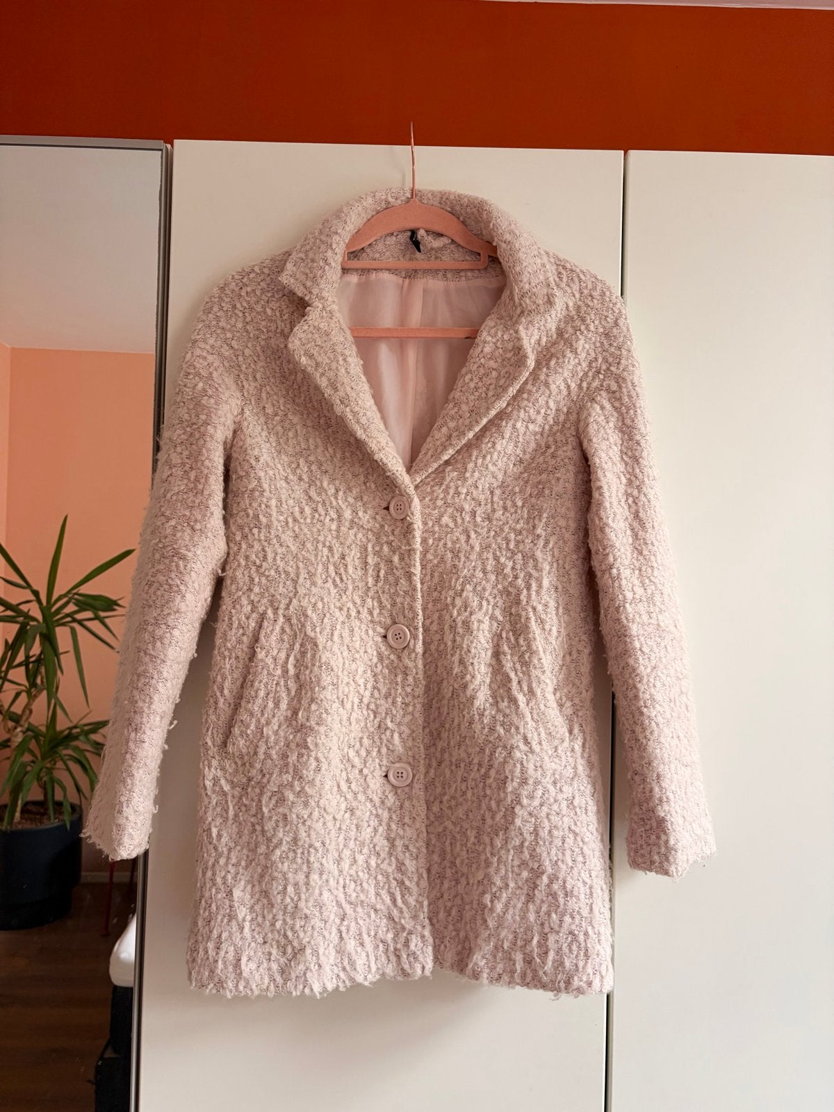 H&M roze jas van wolmix, Ophalen of Verzenden, Gedragen, Maat 36 (S), Roze