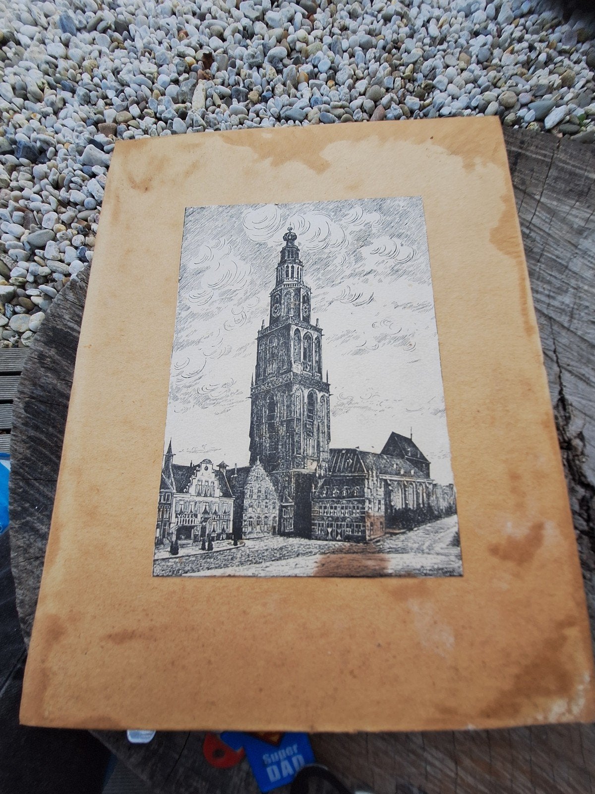 Martinitoren Groningen - Originele Ets, Antiek en Kunst, Ets, Architectuur, Ophalen of Verzenden, Gesigneerd