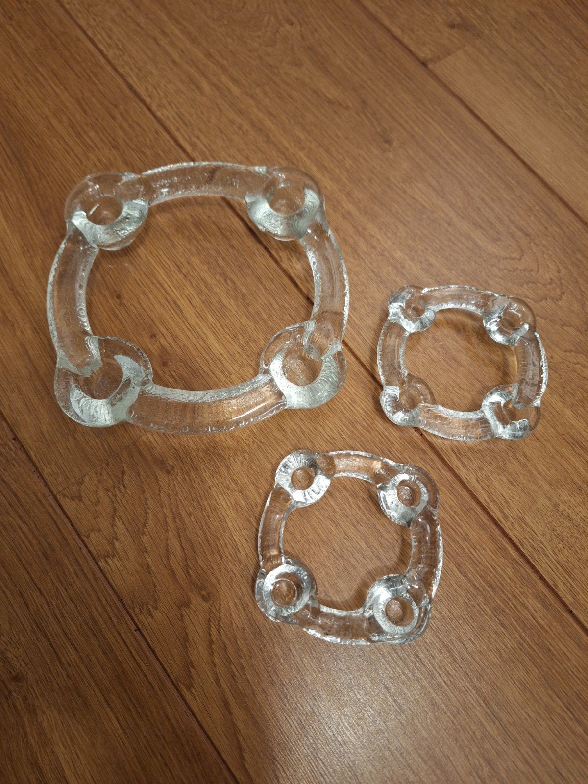 Set van 3 glazen kandelaars. Staffan Gellerstedt., Overige materialen, Overige kleuren, Ophalen of Verzenden, Zo goed als nieuw