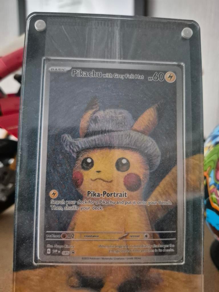 Pikachu with Grey Felt Hat Pokémon Kaart, Ophalen of Verzenden, Zo goed als nieuw, Losse kaart