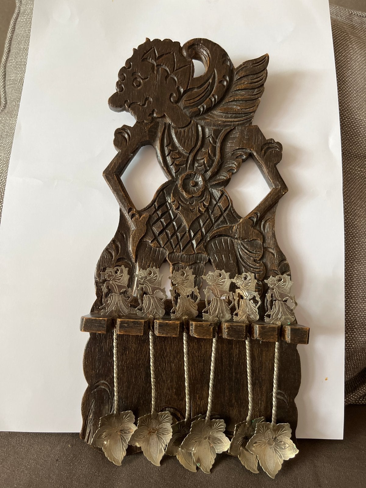 Indonesische Wayang Lepelrek met Zilveren Lepeltjes, Ophalen