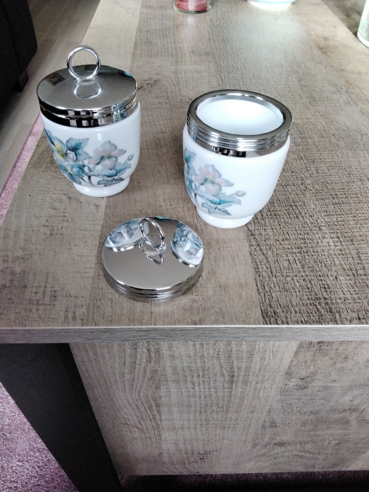 2 Royal Worcester porseleinen eierdopjes Coddlers met deksel, Ophalen of Verzenden