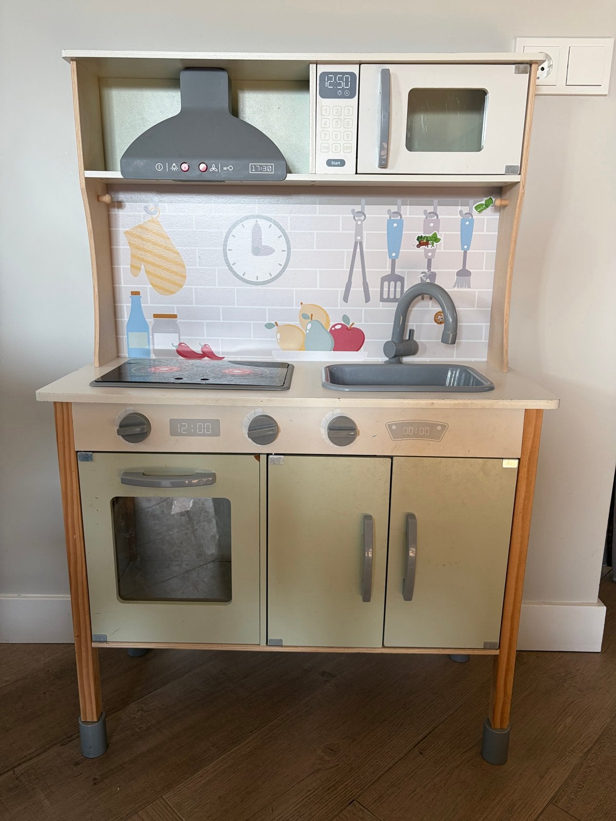Houten kinderkeuken met accessoires, Ophalen of Verzenden, Gebruikt, Hout, Speelkeuken
