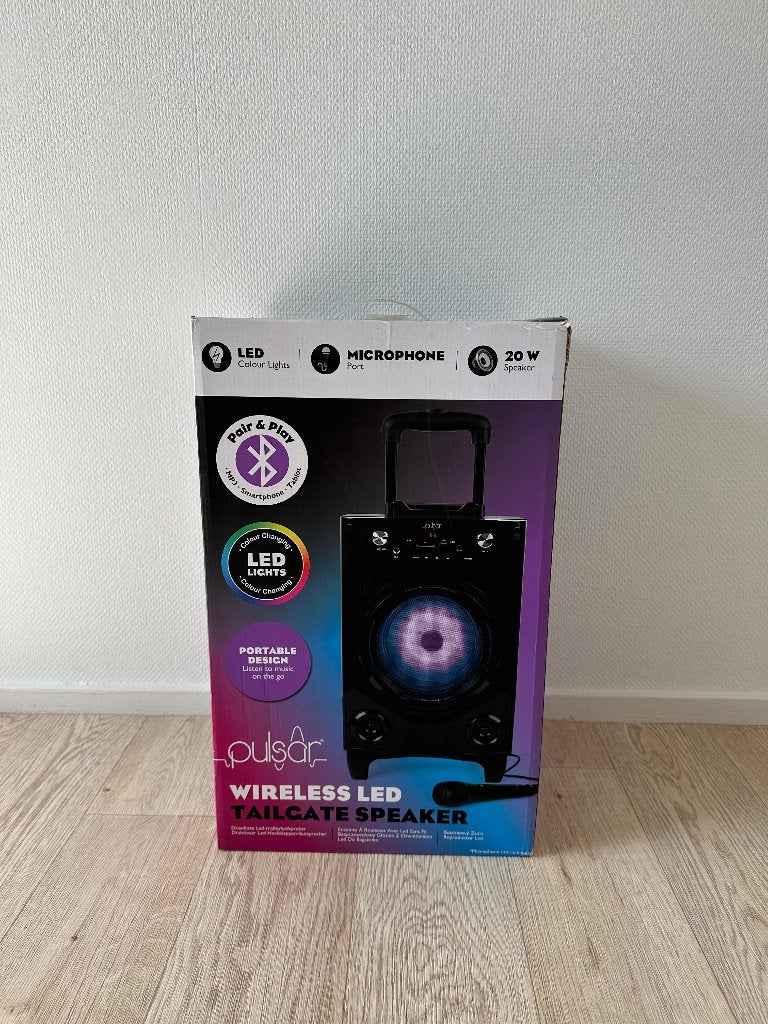 Pulsar wireless LED trolley speaker 20W Bluetooth – in doos, Overige merken, Overige typen, Ophalen of Verzenden, Zo goed als nieuw