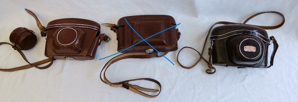 2 vintage Leren Zeiss Ikon camera otocamera tas verzameling, Ophalen of Verzenden, Gebruikt, Compact, Overige Merken