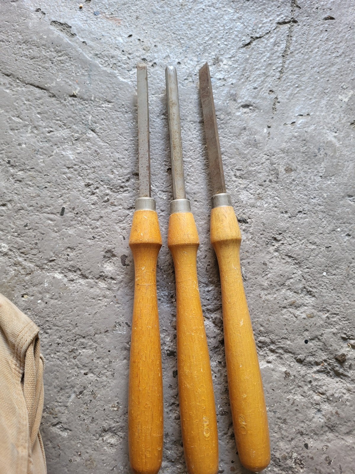 Set van 3 Houtdraai Beitels - Gebruikt, Ophalen of Verzenden, Gebruikt, Beitel