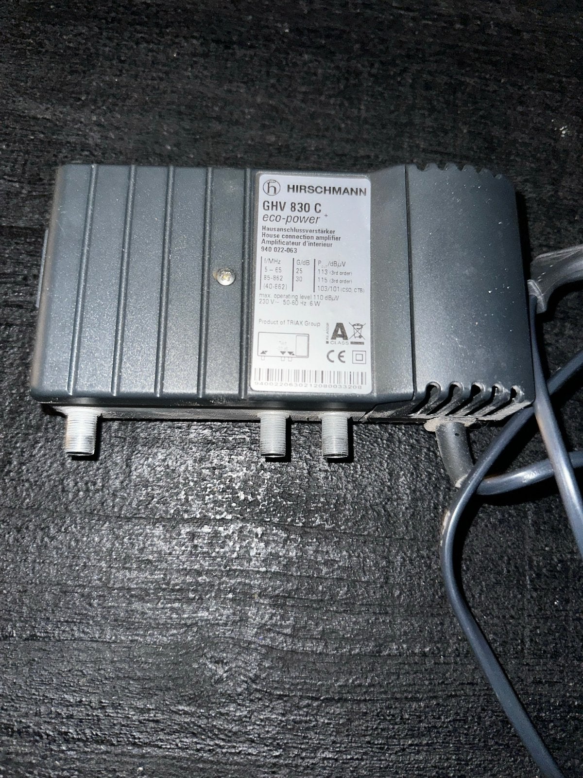 Hirschmann GHV 830 C eco-power huisversterker, Ophalen of Verzenden, Gebruikt, Minder dan 2 meter, Overige kabels