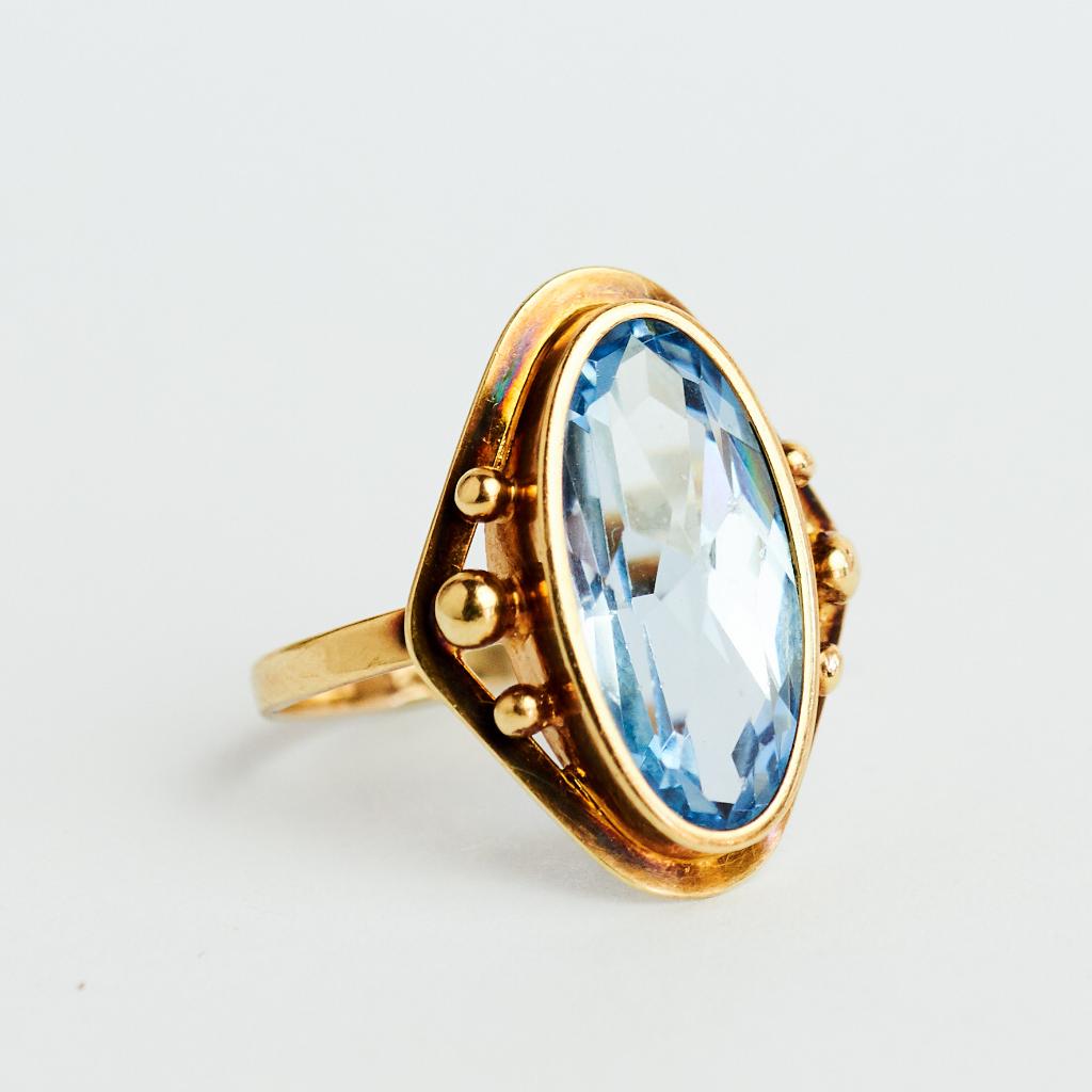 Vintage cocktailring gouden ring met aquamarijn antiek, Sieraden, Tassen en Uiterlijk, Ringen, Ophalen of Verzenden, Met edelsteen