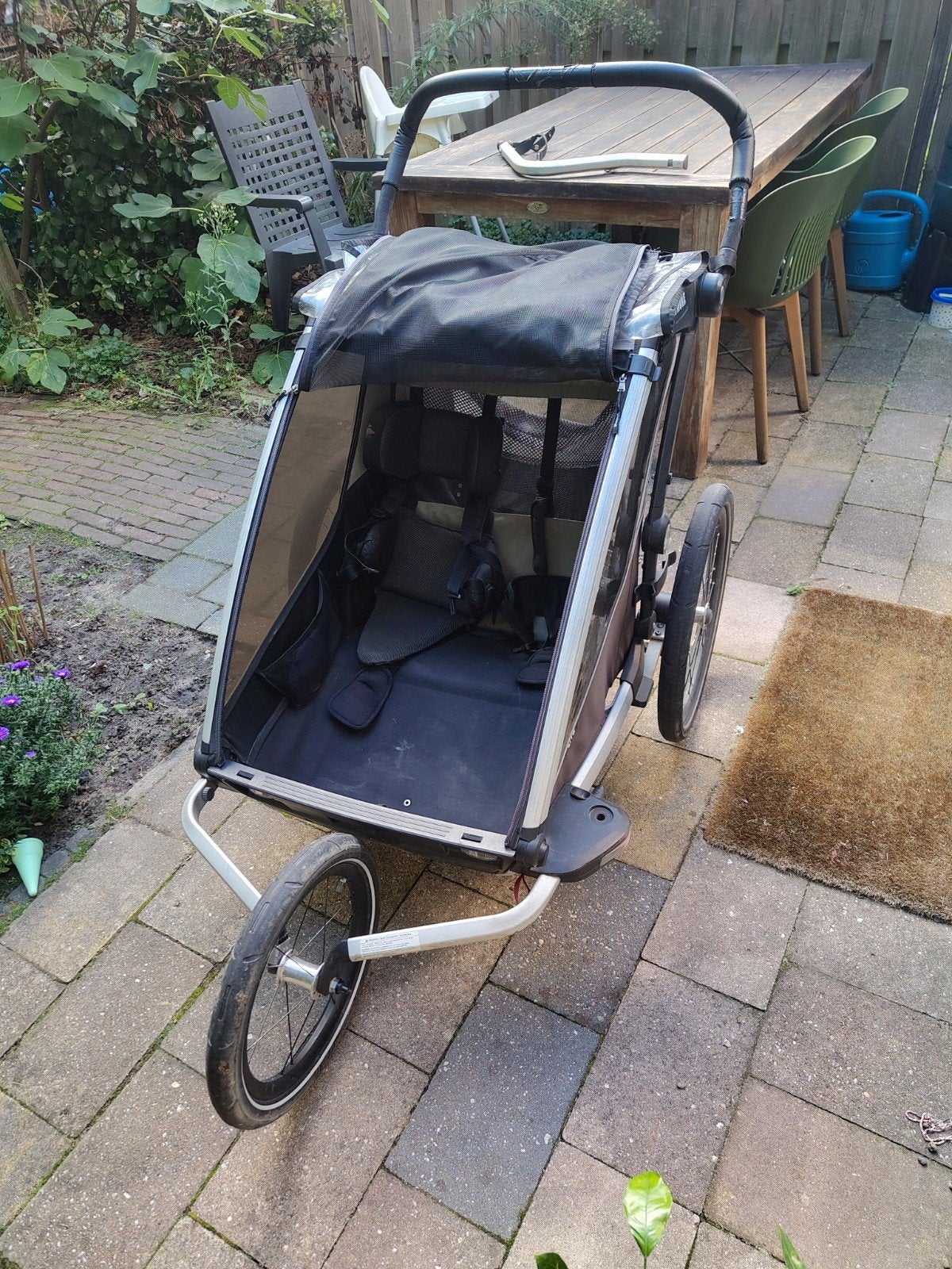 Thule Chariot Lite 2 met jogging kit en baby supporter, Gebruikt, Duowagen, Combiwagen, Ophalen