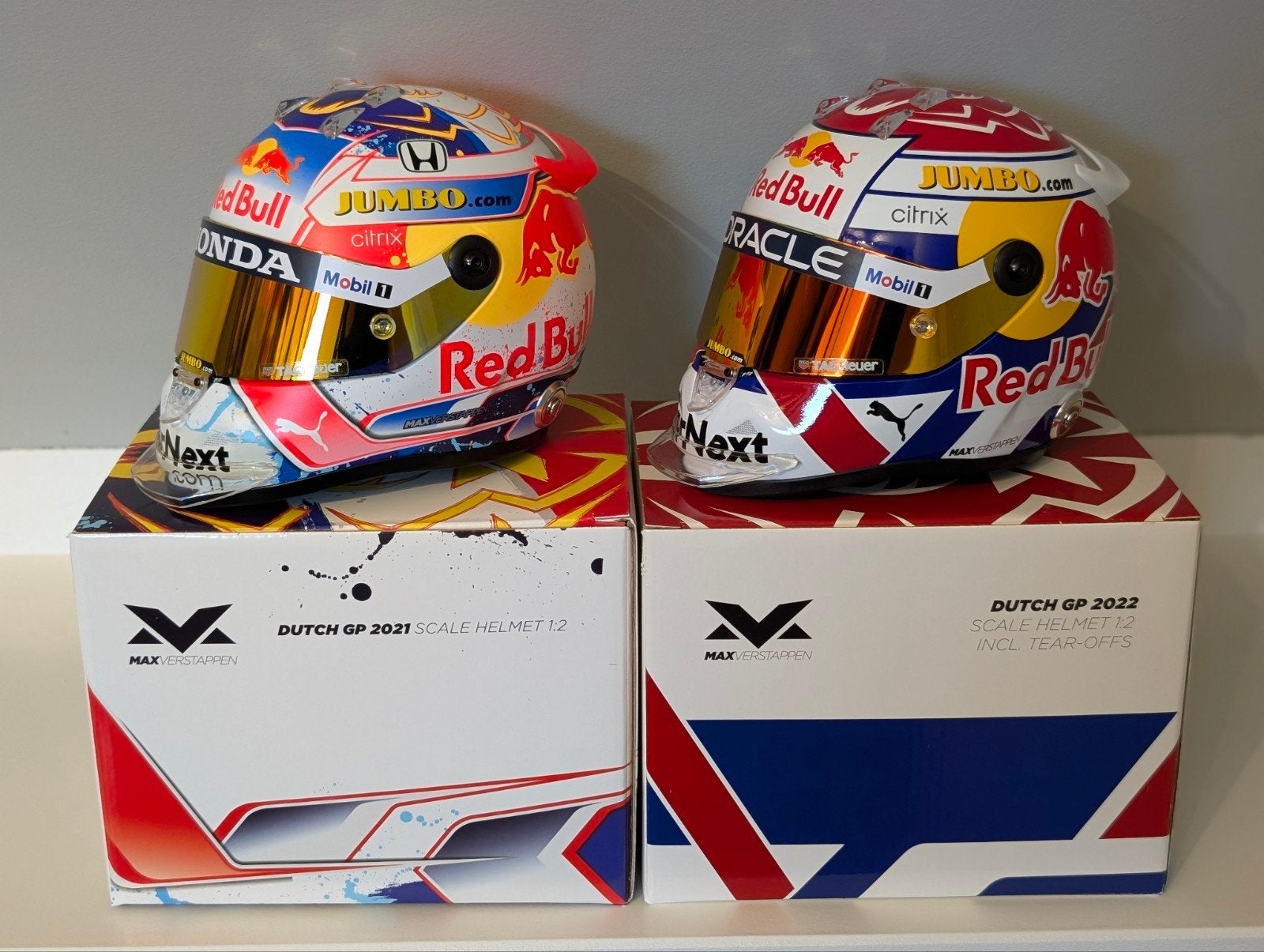 Max Verstappen 1:2 helm Dutch GP 2021 + 2022, Ophalen of Verzenden, Nieuw, Formule 1