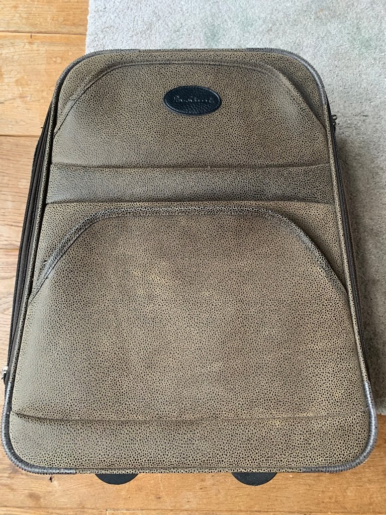 Nette leren, bruine reiskoffer / trolley met wieltjes, Ophalen, 50 tot 60 cm, Leer, Zo goed als nieuw
