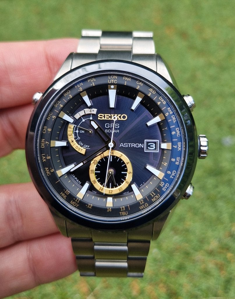 Seiko Astron Solar titanium GPS SAST005 heren horloge, Gebruikt, Polshorloge, Overige materialen, Ophalen of Verzenden
