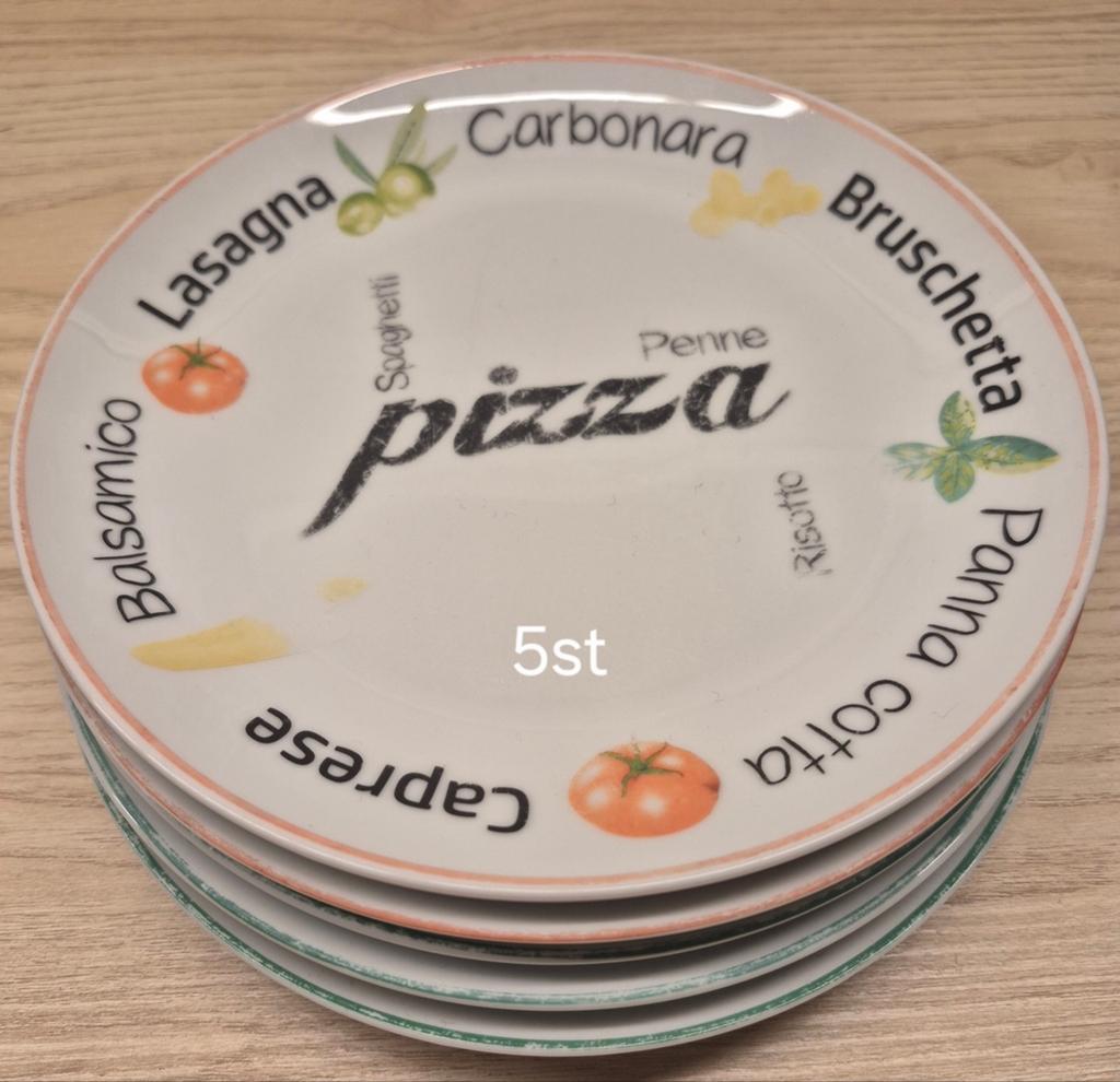 5x Pizza/Lasagne Borden - Italiaans Thema, Ophalen, Gebruikt, Keramiek, Bord(en)