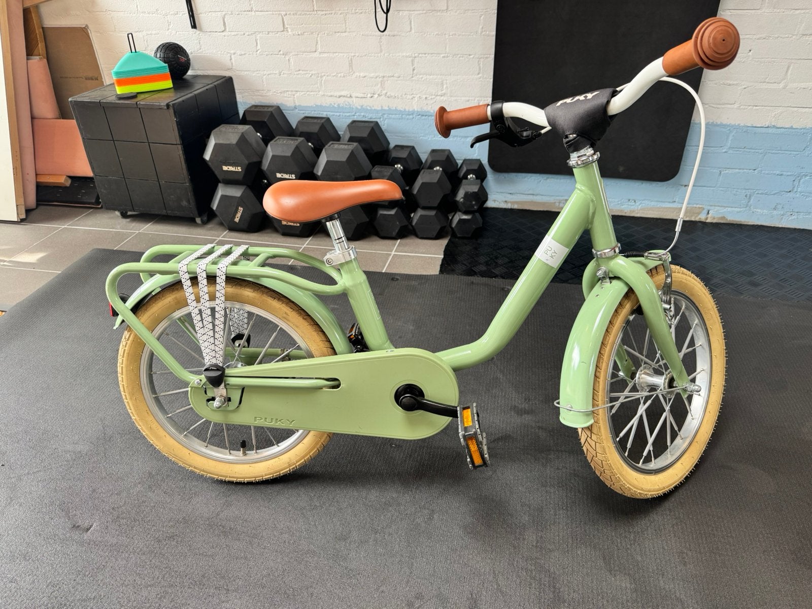 Puky kinderfiets 18 inch mintgroen met bagagedrager, Ophalen, Zo goed als nieuw, 16 tot 20 inch