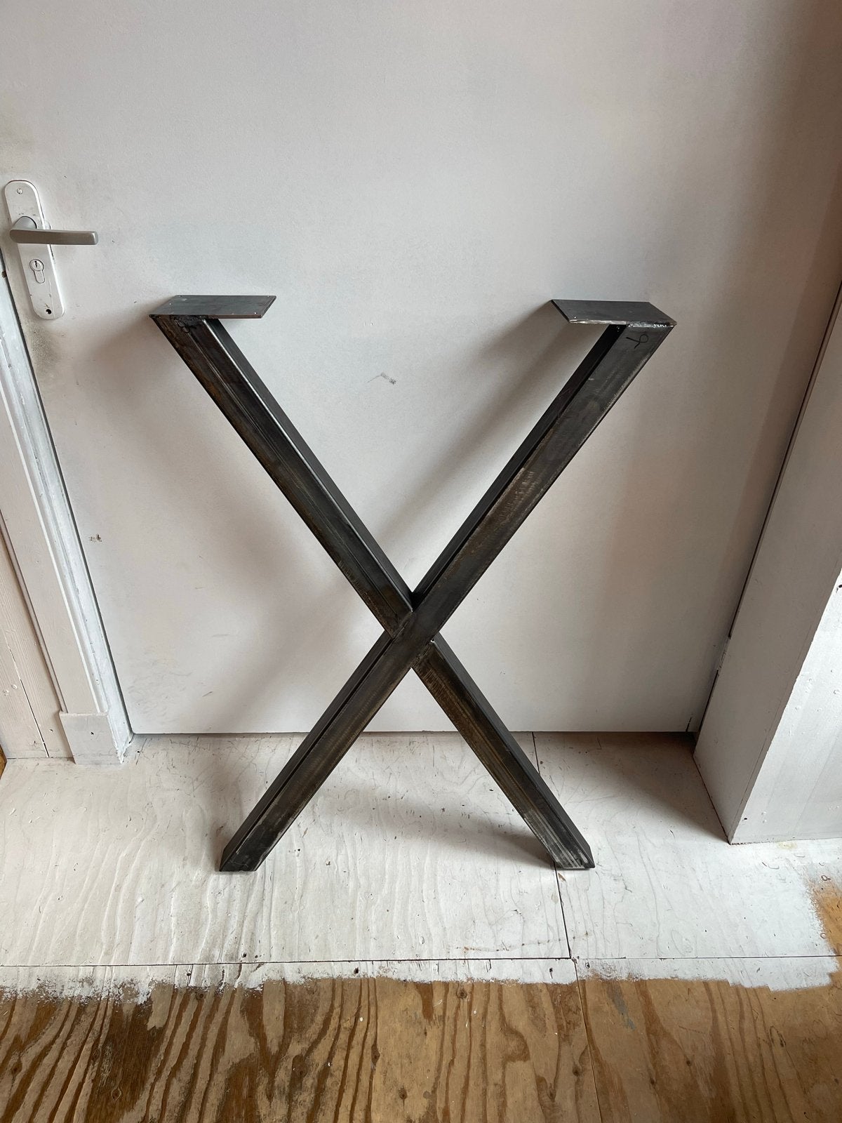 Metalen X-tafelpoten     Stalen bartafelpoten., Huis en Inrichting, Tafelonderdelen, Ophalen, Tafelpoot, Minder dan 50 cm, Gebruikt