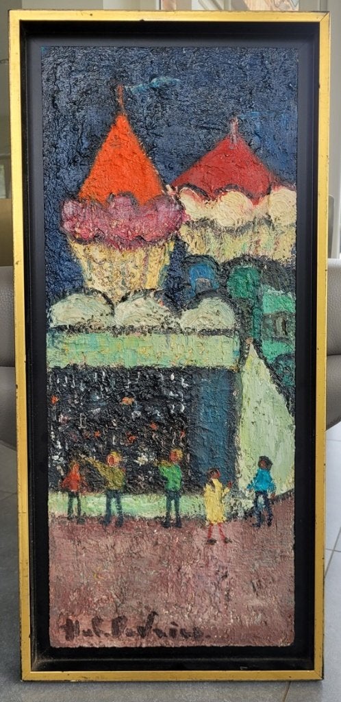 Hubert DE VRIES, de schietkraam, Antiek en Kunst, Paneel, Expressionistisch, Ophalen of Verzenden, Olieverf