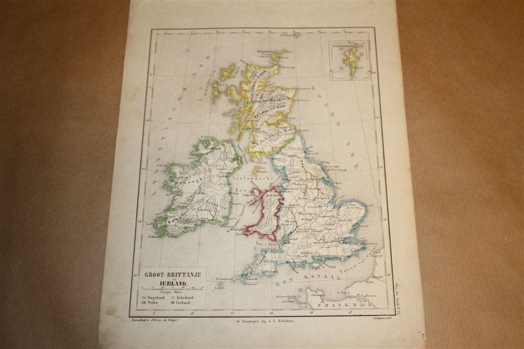 Zeldzame antieke kaart - Groot-Brittannië en Ierland 1860 !!, Boeken, Ophalen of Verzenden, Gelezen, 1800 tot 2000, Landkaart