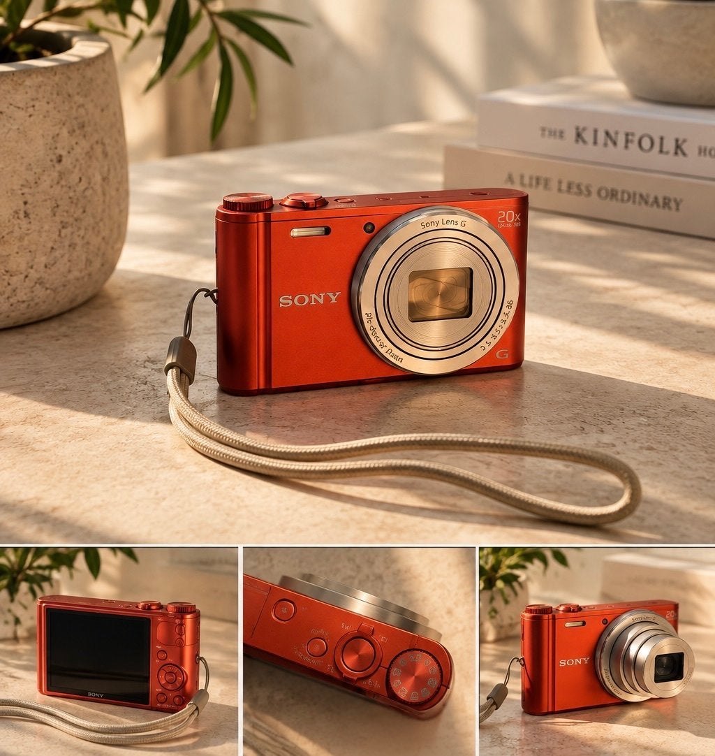Sony Cyber-shot DSC-WX350 Compactcamera - Oranje, Audio, Tv en Foto, Beeldstabilisatie, Ophalen of Verzenden, Zo goed als nieuw