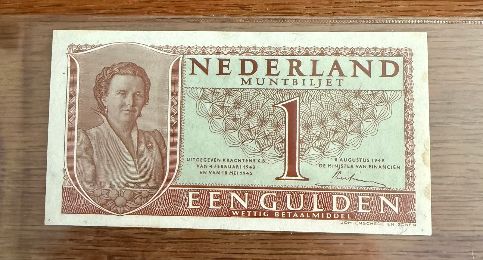 1 g 1949 serie BQE, UNC, BQE006657, Postzegels en Munten, Bankbiljetten | Nederland, Ophalen of Verzenden, 1 gulden, Los biljet