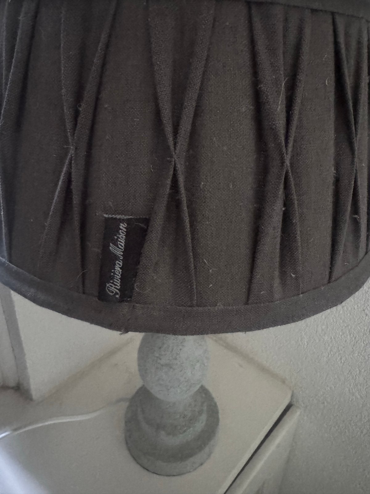 2 Rivièra Maison lampenkappen met lampvoeten, Ophalen, Gebruikt, Stof, Minder dan 50 cm