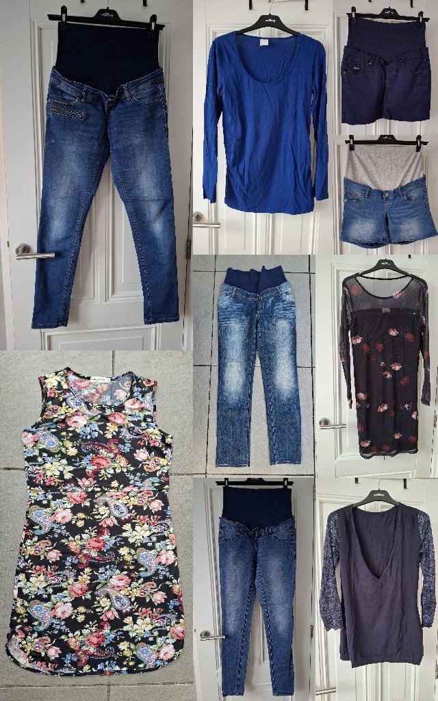 Zwangerschapskleding S/M 9-delig, Kleding | Dames, Overige typen, Blauw, Mamalicious, Ophalen of Verzenden