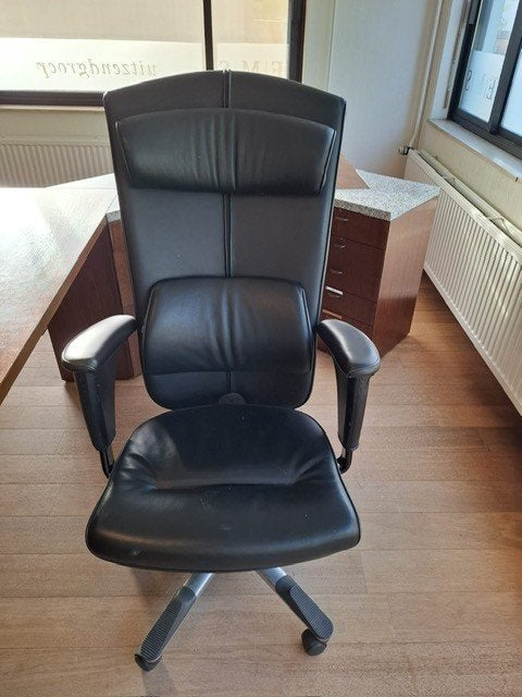 Bureau stoel, leer., Ophalen, Gebruikt, Zwart, Bureaustoel