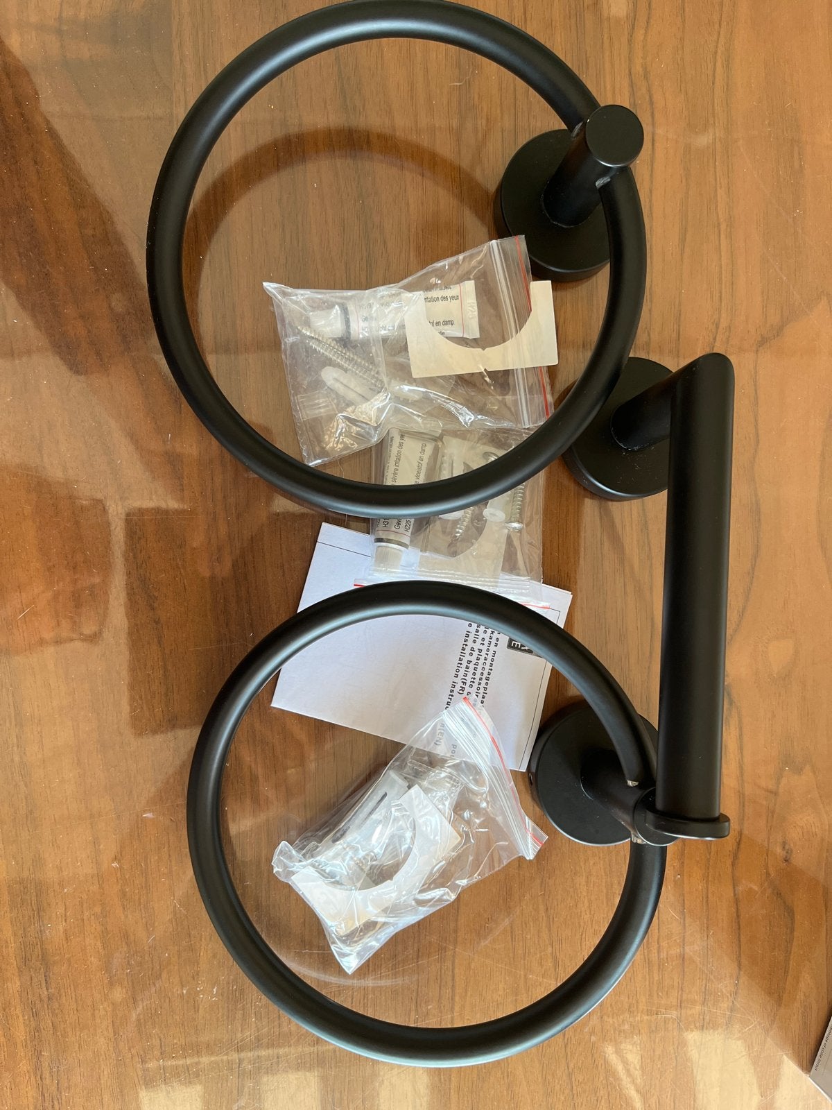Aqua Vive 2x Handdoekring Zwart - 1x Toiletrolhouder, Ophalen of Verzenden, Zo goed als nieuw, Handdoekhaak, Overige merken