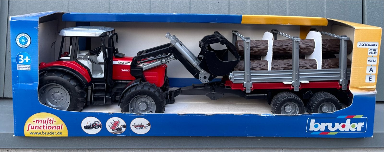Bruder Massey Ferguson 7480 houttransport en boomstammen, Ophalen of Verzenden, Nieuw, Tractor of Landbouw