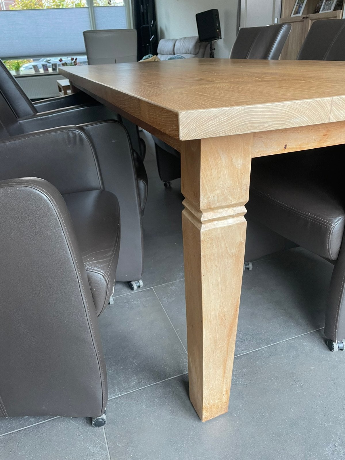 Teak houten eettafel 220x100, Ophalen, Teakhout, 200 cm of meer, 50 tot 100 cm