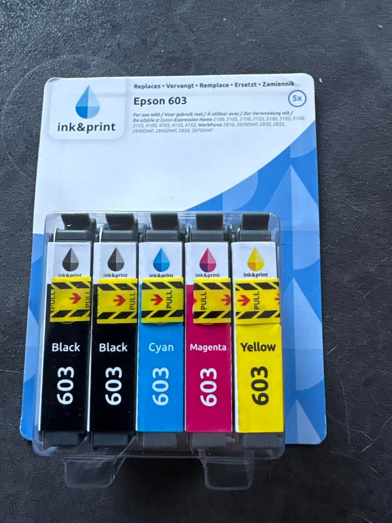 Inkt print Epson 603 zwart en kleur cartridges (5 stuks), Ophalen of Verzenden, Nieuw, Cartridge