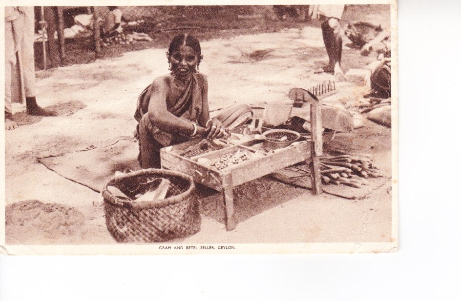 CEYLON,- Gram en betel seller. Werkt Ned.Rode Kruis. 26-08, Ophalen of Verzenden, Voor 1920, Gelopen, Buiten Europa