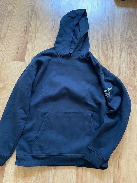 donkerblauwe sweater met capuchon maat L, Ophalen, Gedragen, Maat 52/54 (L), Blauw