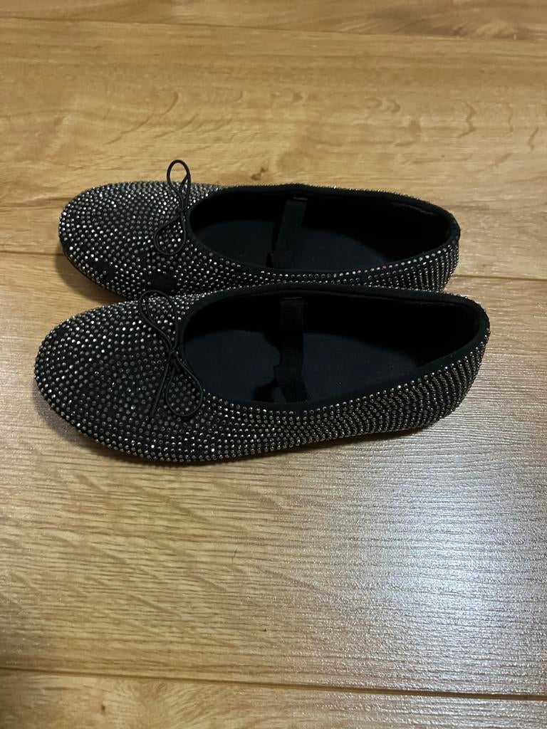Zwarte ballerina's met glitters - ZARA maat 29, Ophalen of Verzenden, Gebruikt, Meisje, Schoenen