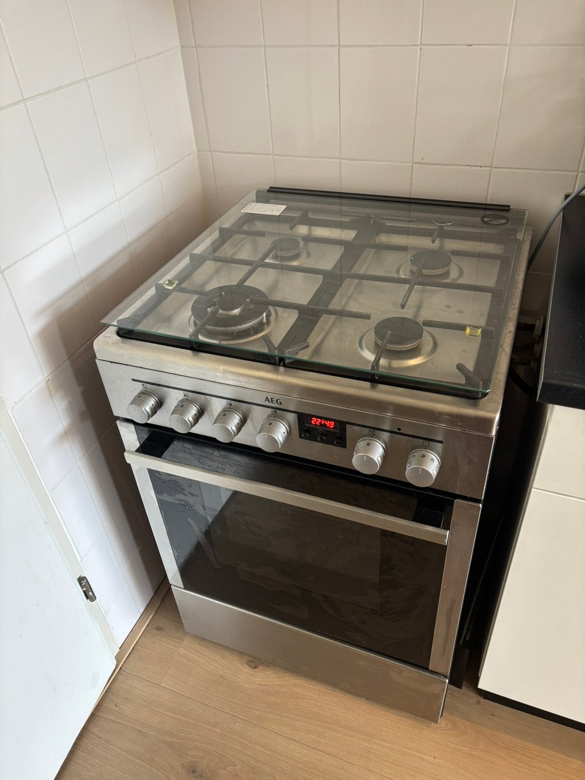 AEG CKB56480BM gasfornuis kookstel, Zo goed als nieuw, Gas, Vrijstaand, 85 tot 90 cm