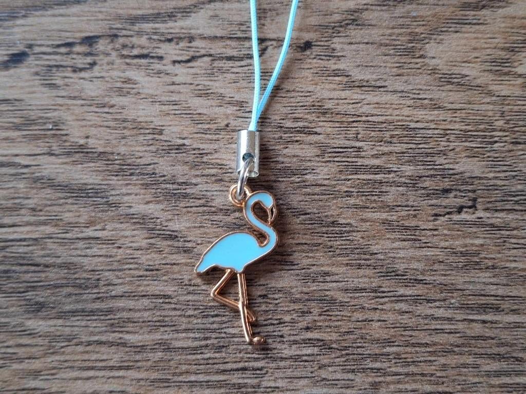 Telefoonhanger : Lichtblauwe Flamingo !!, Info@keycharms.nl, Nieuw, Medemblik, Telefoonhanger of Accessoire