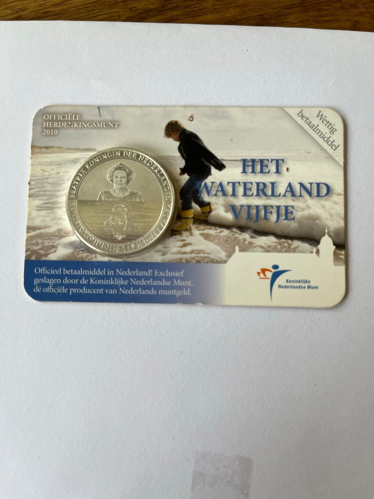 Het Waterland Vijfje - Zwaar Verzilverde €5 Munt, Postzegels en Munten, Munten | Nederland, Ophalen, Koningin Beatrix, Zilver
