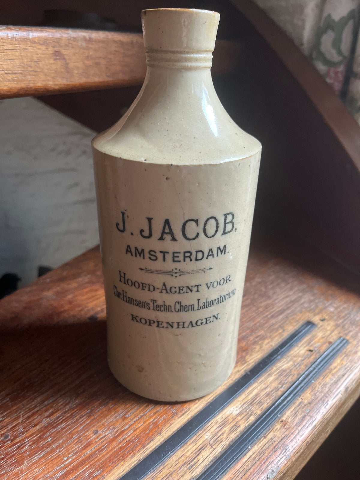 Antieke J. Jacob Amsterdam Steengoed Fles - 20 cm, Antiek en Kunst, Ophalen of Verzenden