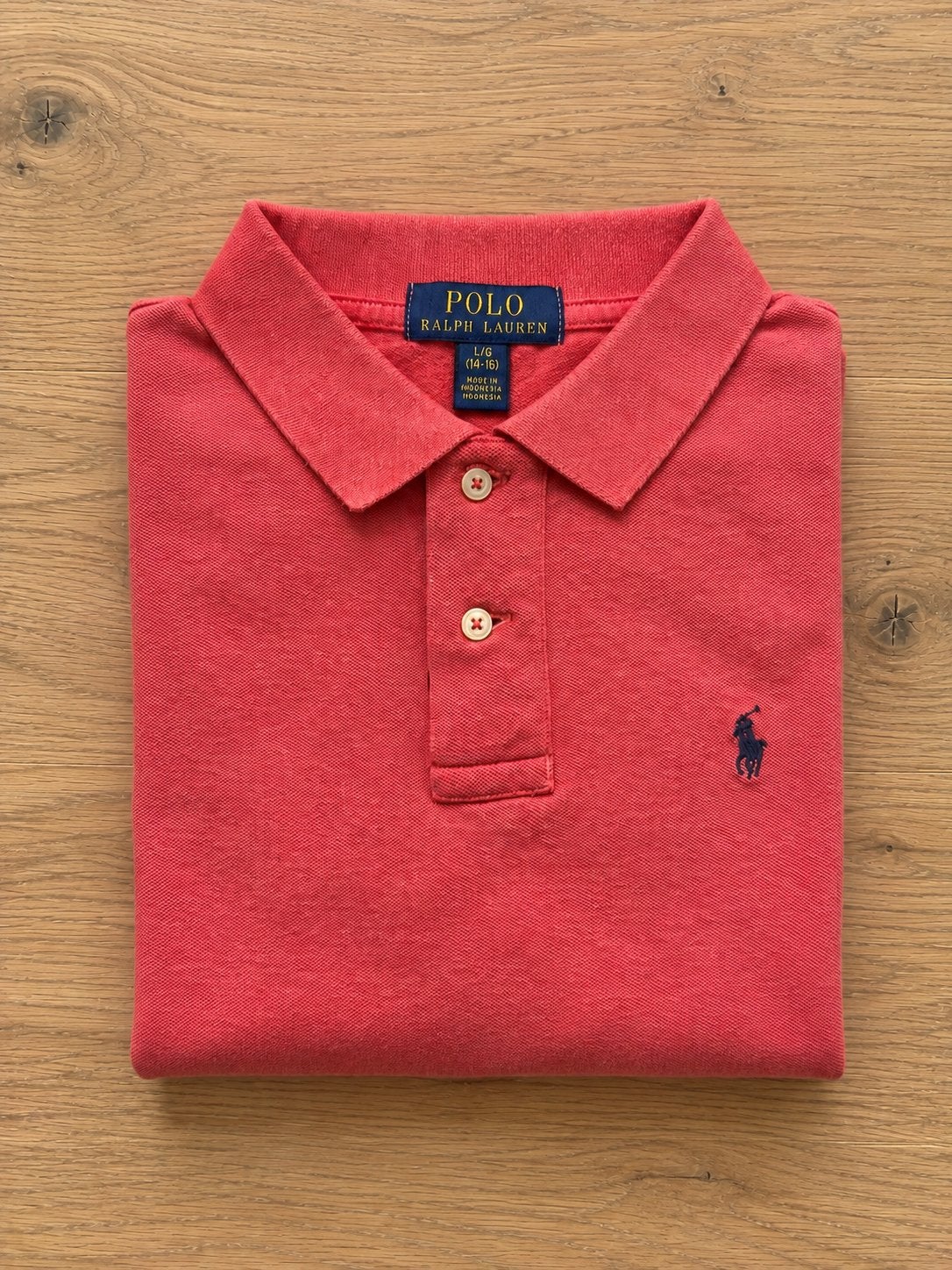 Polo Ralph Lauren Coral Red Polo Shirt – L/G (14–16), Ophalen of Verzenden, Zo goed als nieuw, Maat 46 (S) of kleiner, Rood