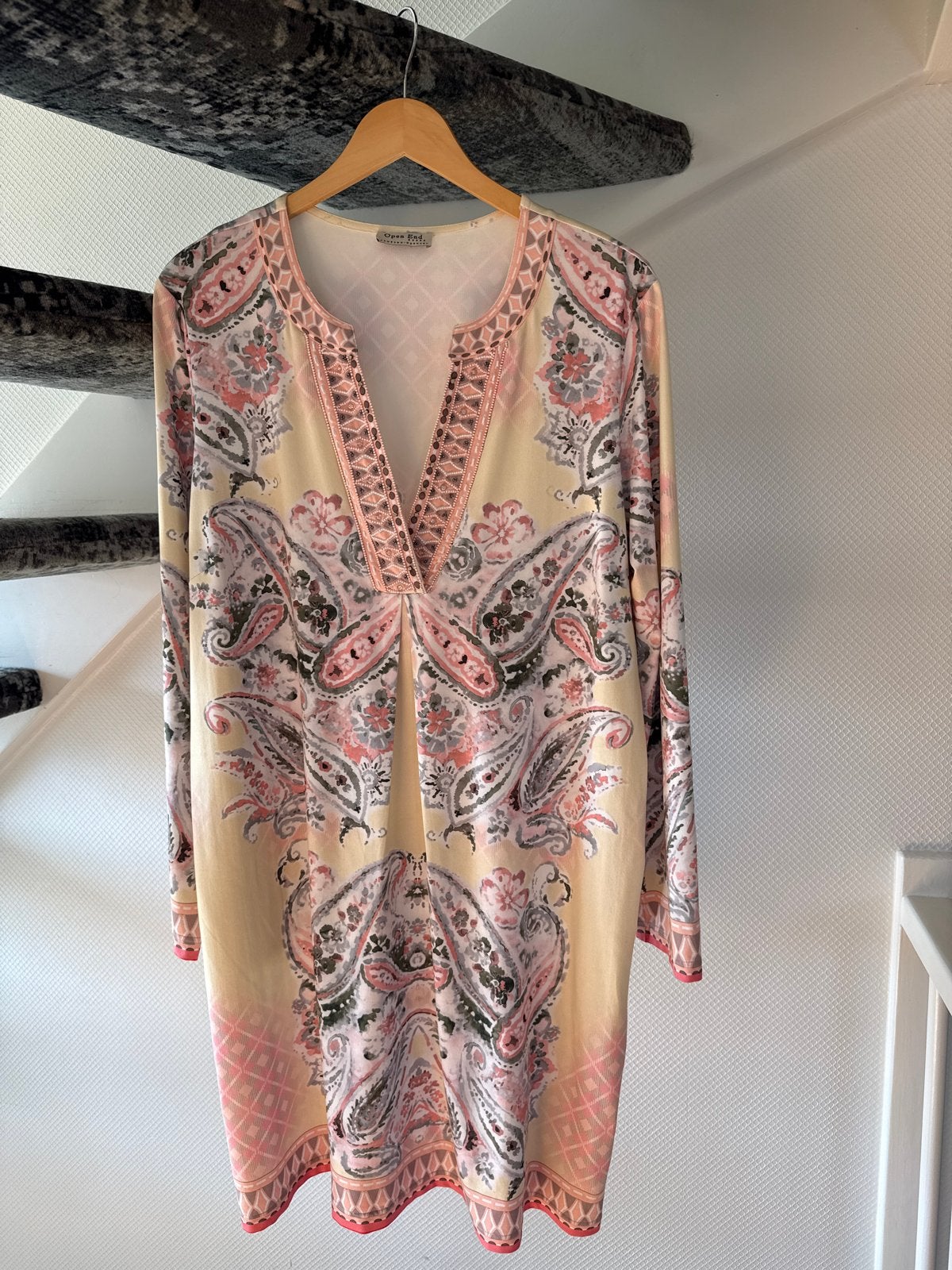 Open End Tuniek Jurk met Paisley Print en Kralen, Kleding | Dames, Jurken, Zo goed als nieuw, Maat 42/44 (L), Meerkleurig, Boven de knie
