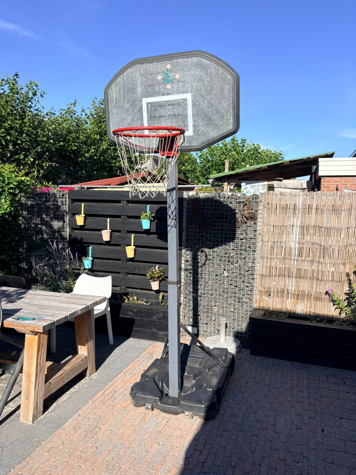 Mobile basketbalpaal / basketbalkorf in hoogte verstelbaar, Ophalen, Gebruikt, Ring, Bord of Paal