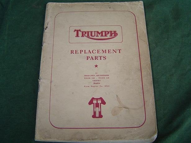 Triumph 1957 motorcycle parts list 5T 6T T100 T110 TR5 TR6, Ophalen of Verzenden, Triumph