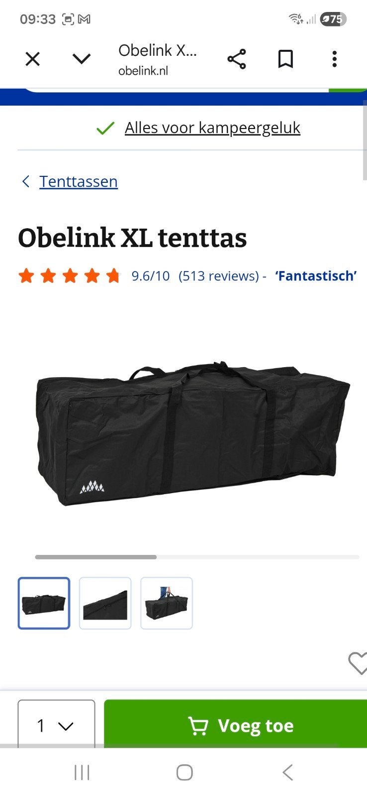 Te koop.Obelink XL Tenttas - 120x45x40 cm, Ophalen of Verzenden