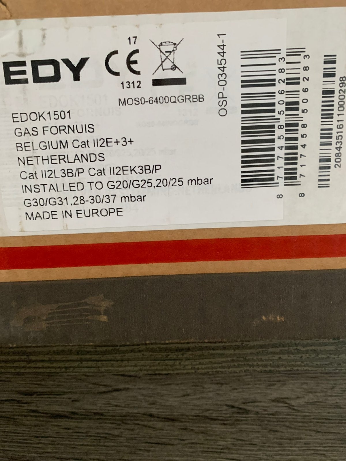 EDY Gas  kookplaat/Gas fornuis nieuwe in Doos, Witgoed en Apparatuur, Fornuizen, Ophalen, Minder dan 85 cm, Nieuw, 4 kookzones
