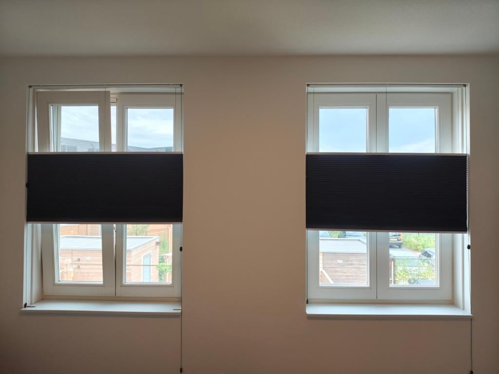2x Verano "Duette" plisségordijnen verduisterend, als nieuw, Ophalen, 100 tot 150 cm, Zo goed als nieuw, Grijs