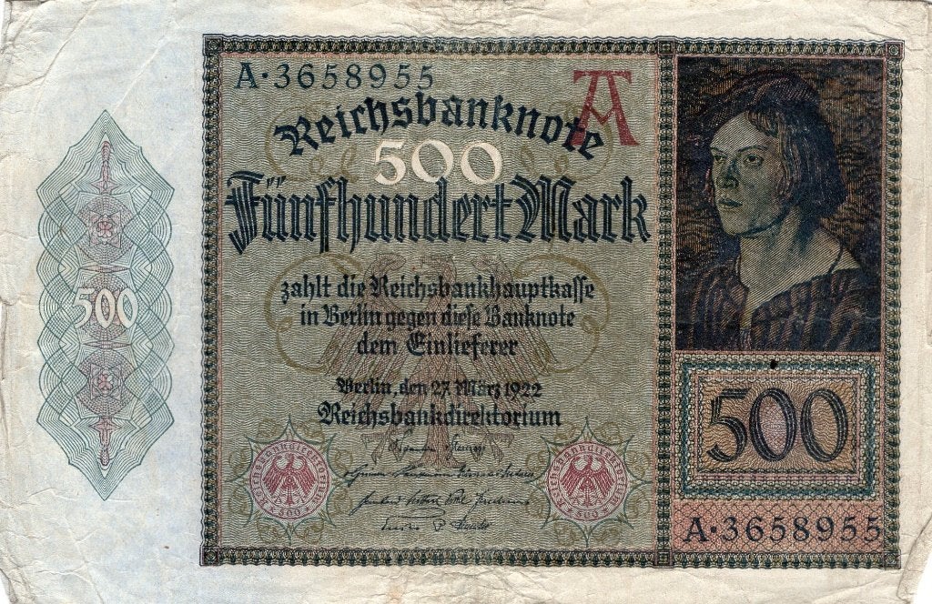 Bankbiljet:  Duitsland 500 Mark Reichsbanknote 1922, Verzenden, Duitsland, Los biljet